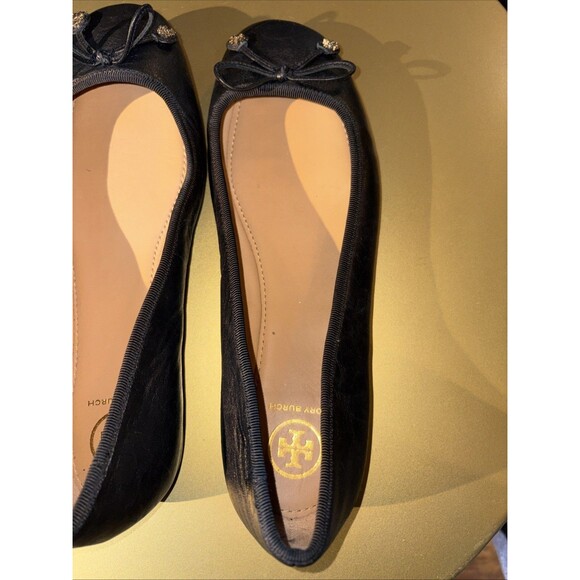 NWOT TORY BURCH Laila Driver Ballet Flats Black Leather Lightly Scuff Pics SZ 8M - Picture 3 of 13